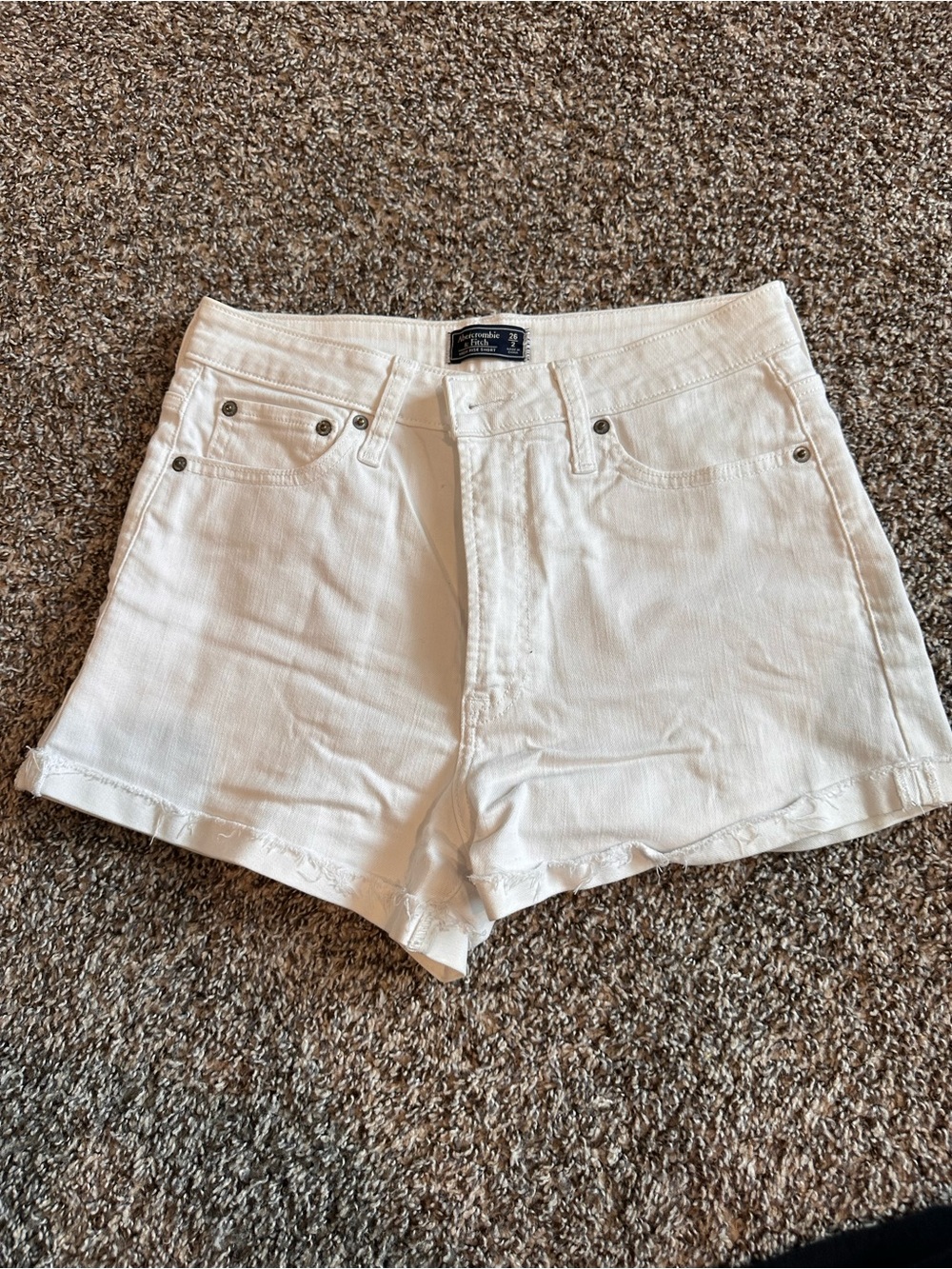 Abercrombie & Fitch Classic White High-Rise Women's Denim Shorts